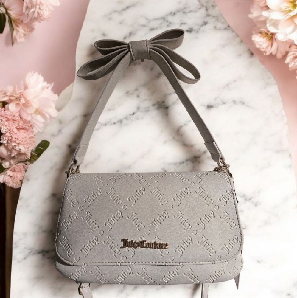 NEW Juicy Couture Miss Bow Crossbody Bag Color Beige 10"W x 6"H x 3" NWT